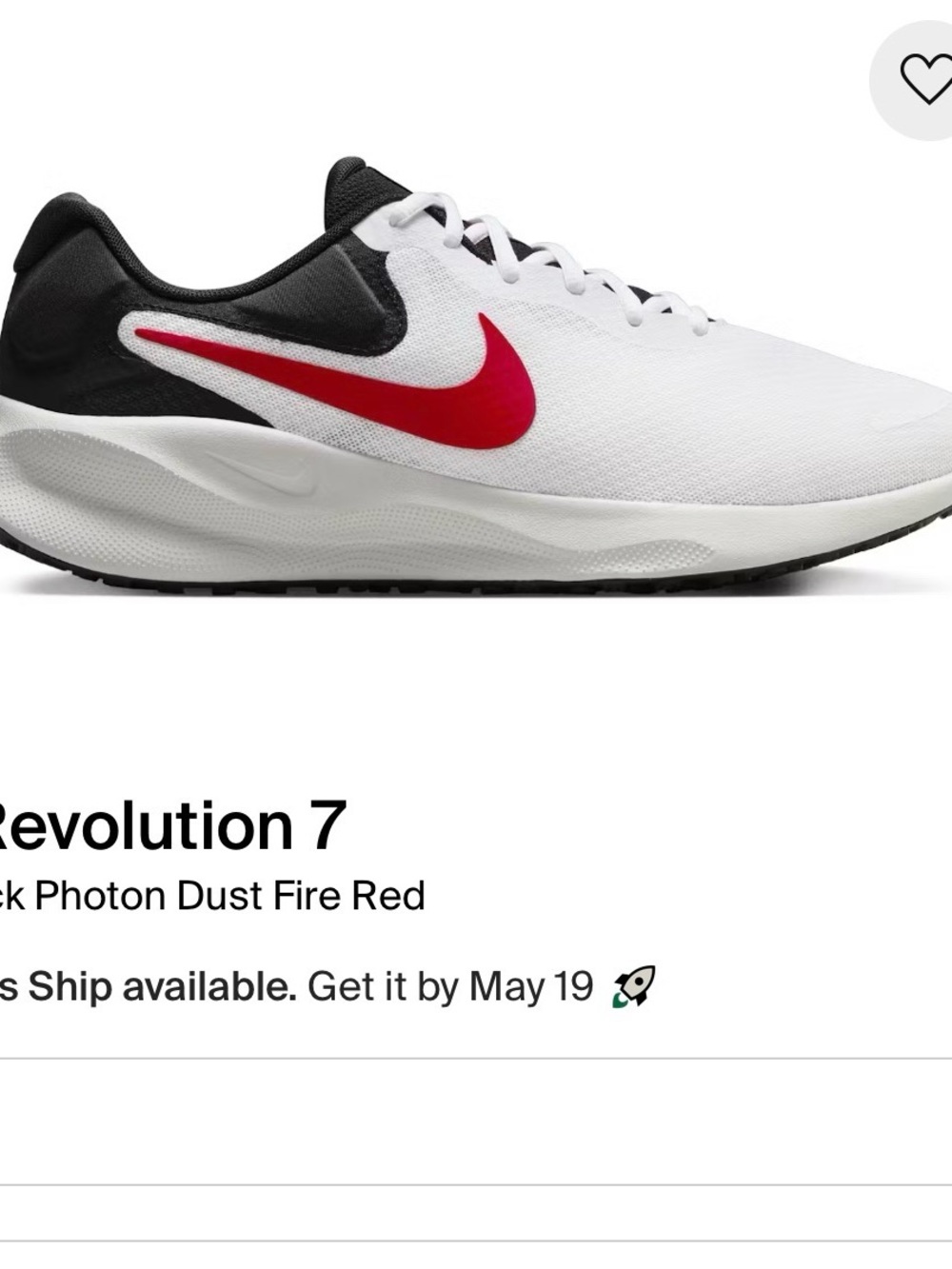 Nike Revolution 7 Men's Running Shoes - White/Black/Red